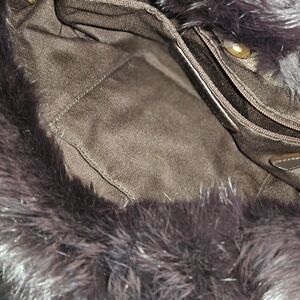 Brown Satin With Rabbit Fur Coach Purse